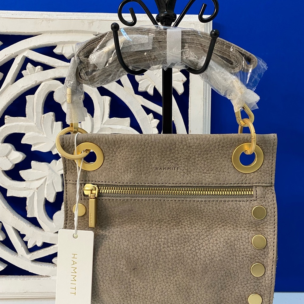 Hammitt Tony Small Brushed Gold Leather Crossbody *SM DEFECT*